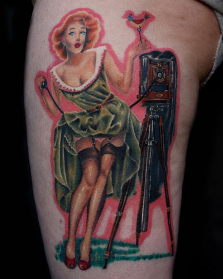 Tattoos - Vaughan Bass Pin Up Girl Tattoo Travis Litke Bloomington Indiana - 133160